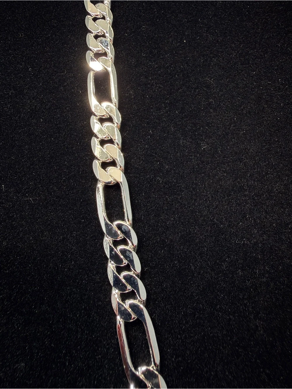 925 Sterling Silver Stamped Figaro 22in 8MM Necklace Lobster Clasp 41.7g